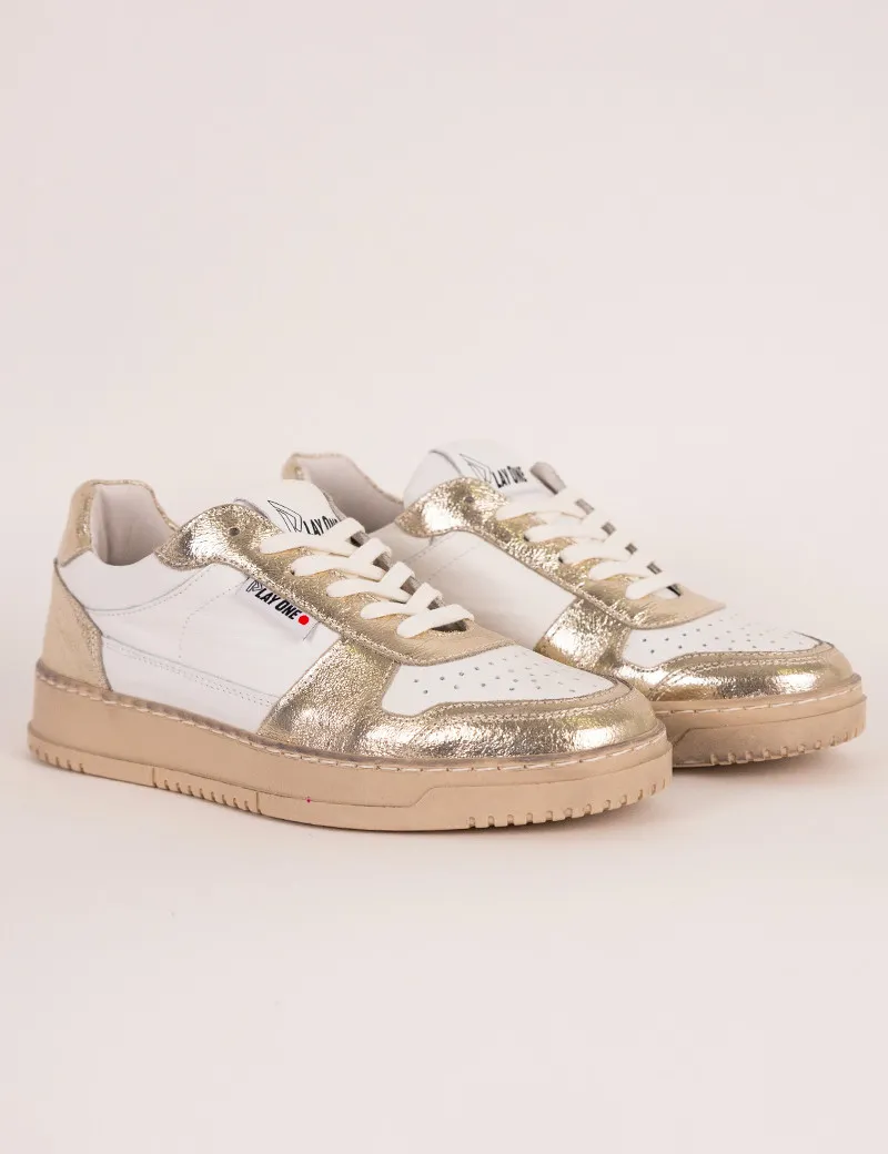 Baskets Basses Dubaï Femme Blanc Doré