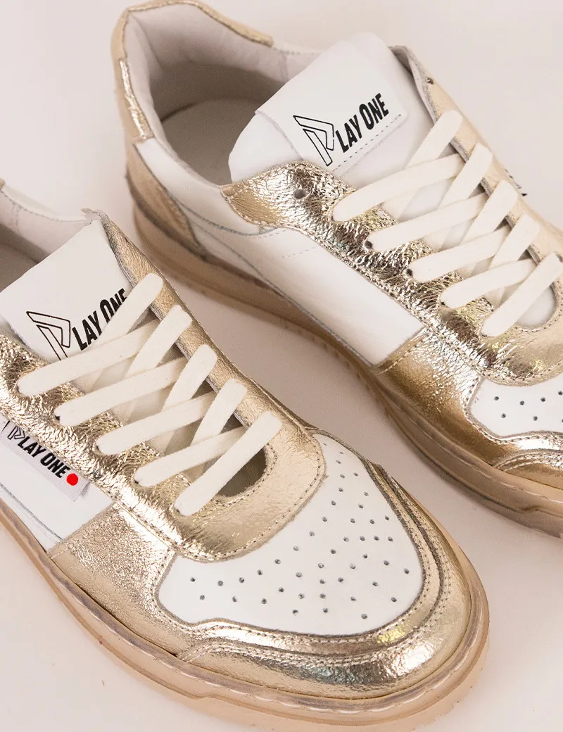 Baskets Basses Dubaï Femme Blanc Doré