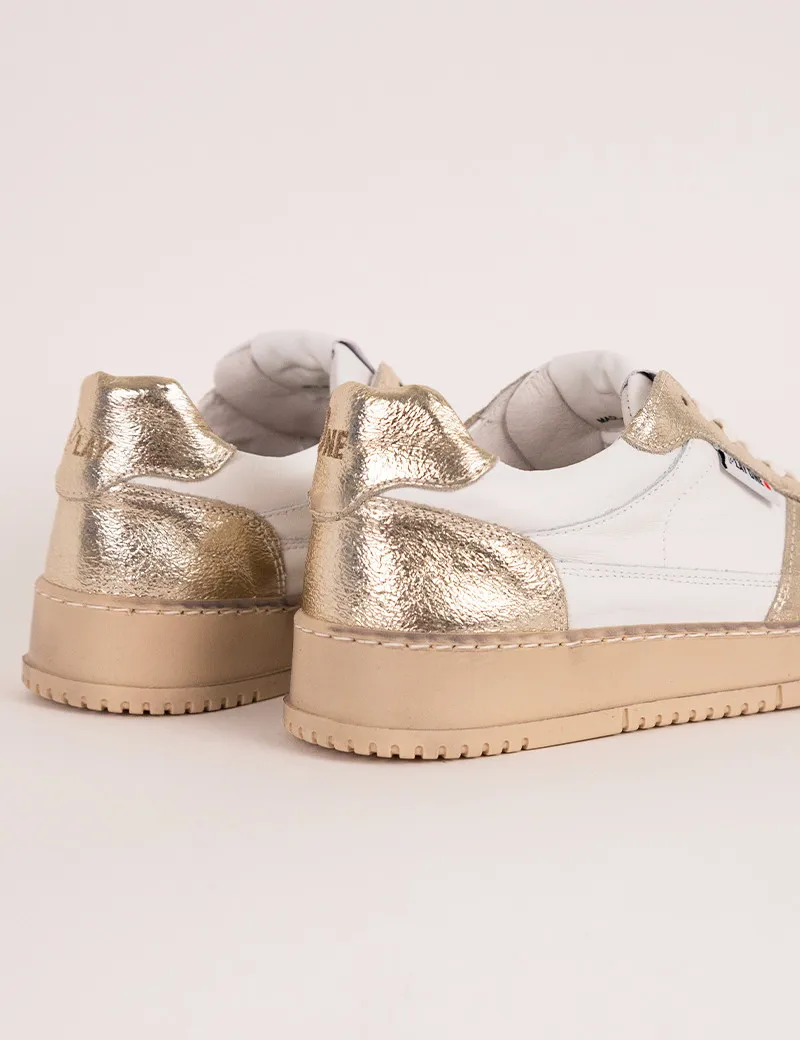 Baskets Basses Dubaï Femme Blanc Doré